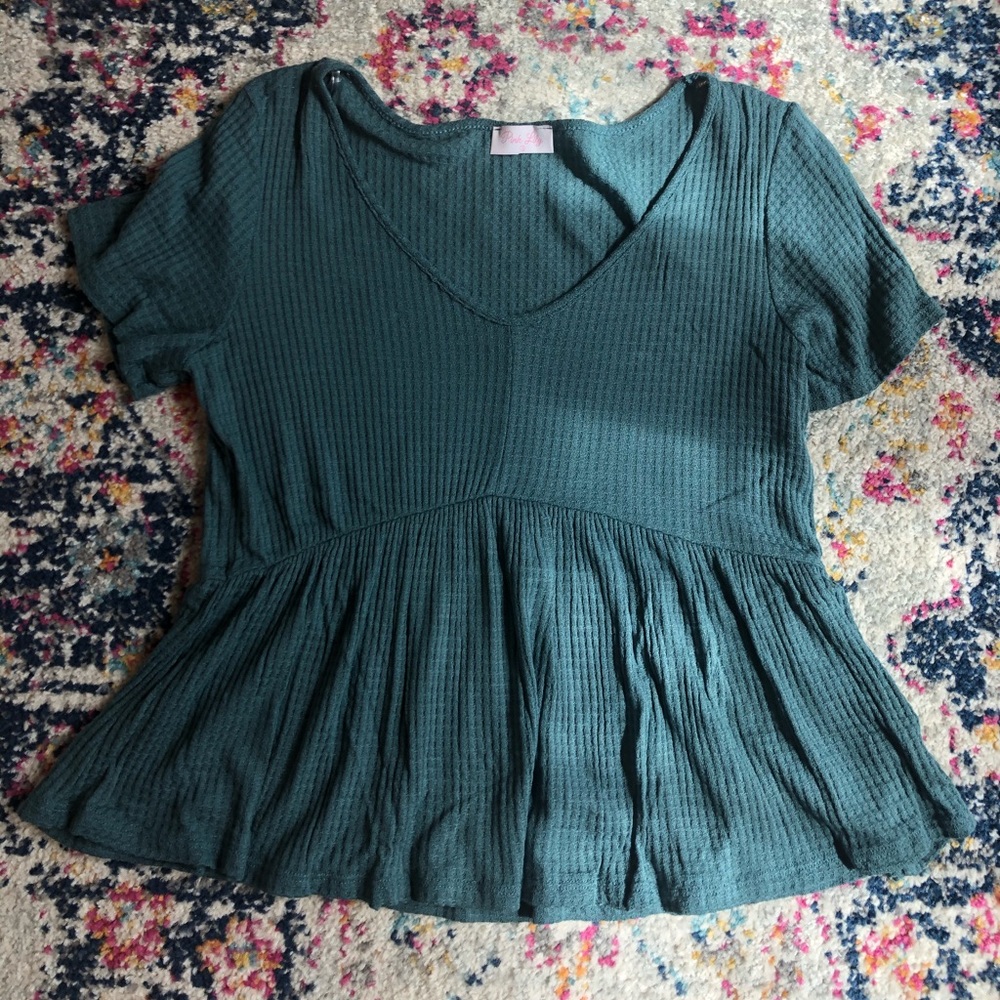 Pink Lily Top - Teal